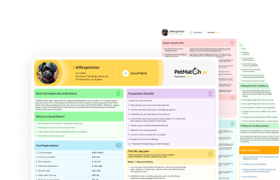 PetMatch AI sample pet match report with readiness and preparation guidance